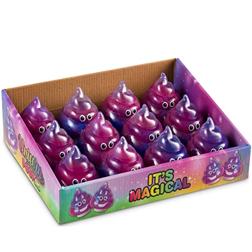 Unicorn Poop Emoji Slime - (Pack of 12) Magic Galaxy | Rainbow Glitter Slime Putty Pink, Purple, & Blue Poo Sludge Cool Swirl for Kids and Best Party Supplies Gift Toy, Stocking Stuffers