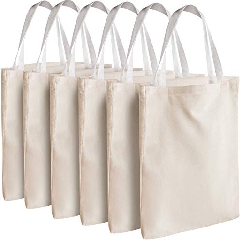 Canvas Tote Bags - Bulk 12 Pack 12.75x11 - Fabric Blank Tote