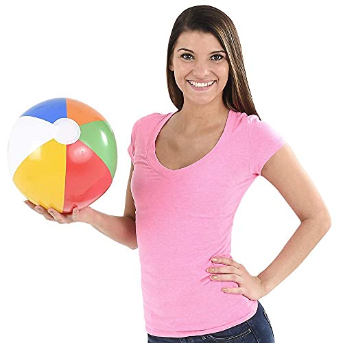 Beach Balls in Bulk - (Pack of 12) 16 Inch Inflatable Rainbow Beach Ball Toys for Kids, Dozen Beach Balls for Games, Pool Toys, Decorations, Party Favors by Bedwina