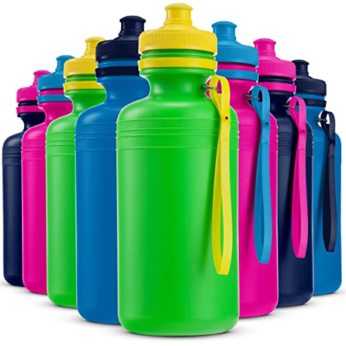 Fun Express Bulk Water Bottles, Neon Assorted Colors, 12 Bottles, BPA Free  Plastic, Lightweight, 18 Oz, Leak Proof Design