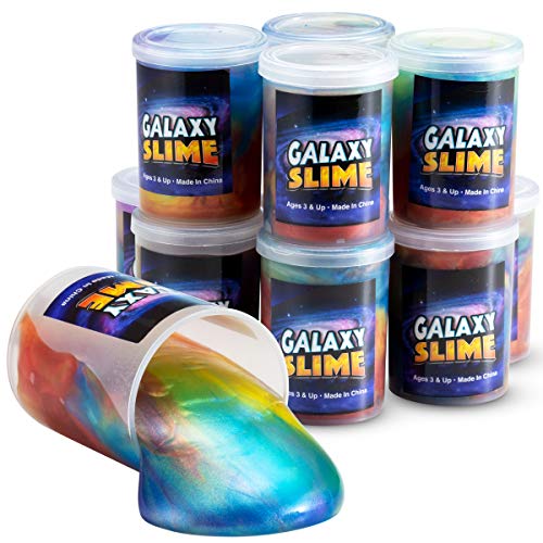 Galaxy Slime for Kids - 15 Pack of Slime Putty in Assorted Neon Colors, Premade Marble Rainbow Slime Birthday Party Favor Toys by Bedwina
