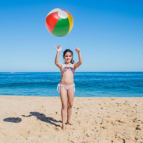 Beach Balls in Bulk - (Pack of 12) 16 Inch Inflatable Rainbow Beach Ball Toys for Kids, Dozen Beach Balls for Games, Pool Toys, Decorations, Party Favors by Bedwina