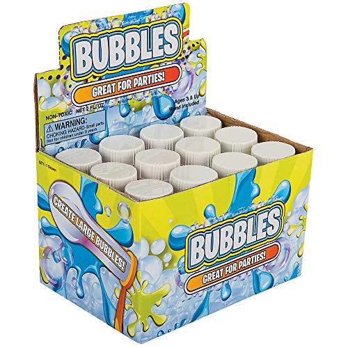 Party Bubbles for Kids - (Bulk Pack of 24) 2-oz Bubble Bottle Solution with Bubble Wands in Assorted Neon Colors for Outdoor Summer Games, Birthdays Party Favors and Goody Bag Stuffers