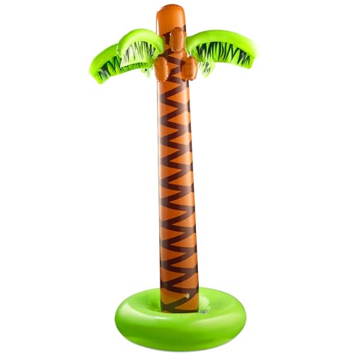 Inflatable Palm Tree with Hand Pump - Large 5.5 Ft Blow Up Palm Trees for Hawaiian Themed Tropical Birthday, Summer Beach Backyard Luau Pool Party Decoration or Photo Booth Prop Accessory