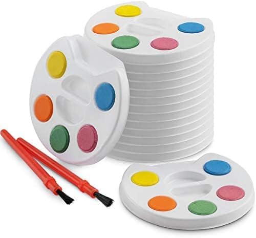 Mini Watercolor Kids Paint Set - (Bulk Pack of 120) - 5 Watercolor Paints, Palette Tray and Painting Brush, for Art Party Favors, Kids Prizes and Paint Party Supplies
