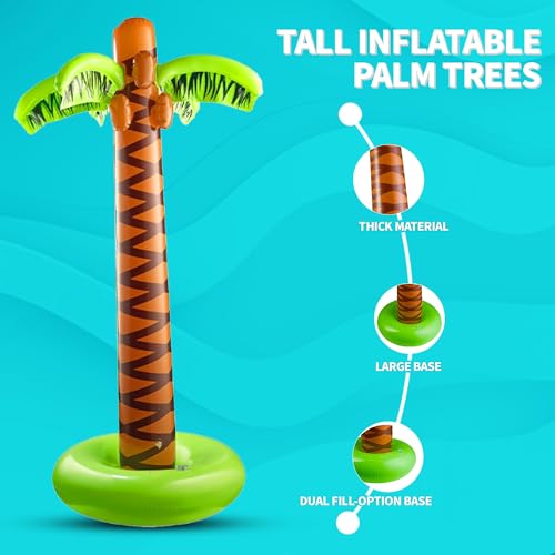 Inflatable Palm Tree with Hand Pump - Large 5.5 Ft Blow Up Palm Trees for Hawaiian Themed Tropical Birthday, Summer Beach Backyard Luau Pool Party Decoration or Photo Booth Prop Accessory