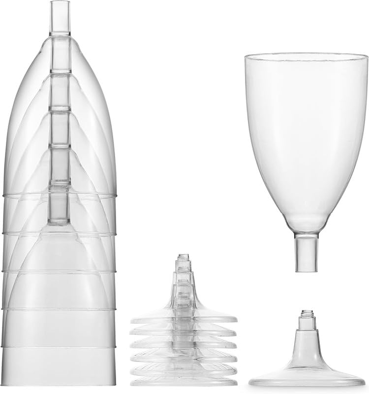 JoyServe Plastic Wine Glasses Disposable - 7 Oz Clear BPA-Free Plastic Wine Glasses with Stem, Reusable Party Wine Cups for Outdoor Parties, Weddings, Toasts, Drinks, Catering