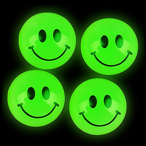 Bulk Bouncy Balls Glow in The Dark - (1inch / 27mm) Diameter, High Bouncing, Small Rubber Smile Face Bouncing Balls for Kids, Vending Machines, Game Prize Toys, Party Favor, Gift Bag Filler