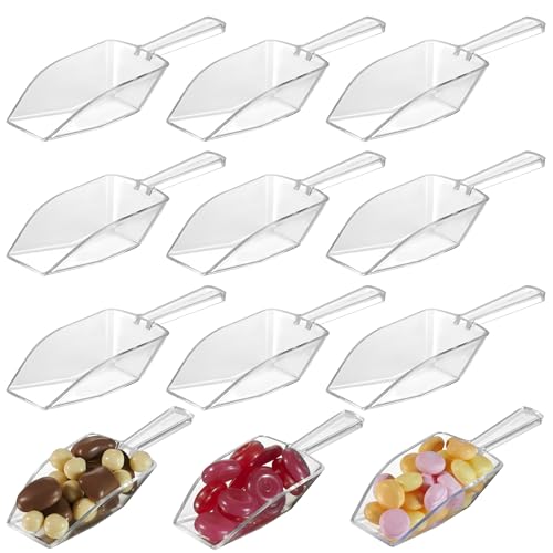 Mini Clear Acrylic Plastic Scoops for Candy - Ice Cream Bar, Jars, Containers, Coffee, Flour, Dessert Toppings, Buffets, Kitchen, Weddings, Parties & Concessions, Candy Buffet, 5.5" Candy Scoops