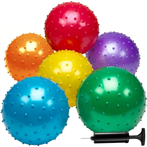 Bedwina Sensory Balls and Spiky Massage Stress Balls with Pump, Bouncy Party Favors, Stocking Stuffers for Kids, Toddlers