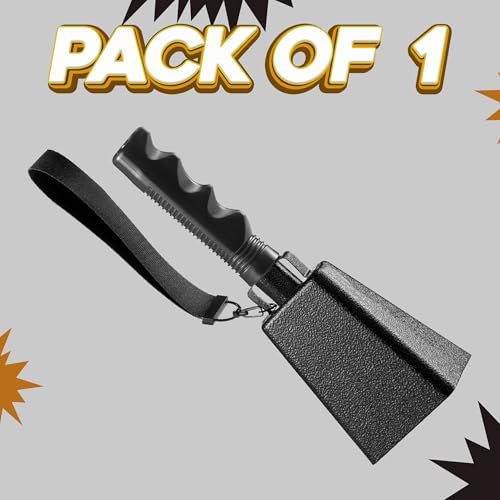 9" Metal Cowbells with Handle - Cow Bells Loud Cheering Noise Makers for Sporting Events, Football Games, School Spirit, Rallies & Celebrations - Black or Copper Percussion Music Instrument