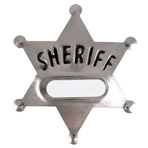 Metal Sheriff Badges - Silver Star Name Badges with Stickers for Personalized Names, Western Cowboy Dress Up Deputy's Badge Toys for Kids Birthday Party Favors, Giveaways & More