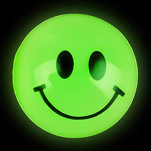 Bulk Bouncy Balls Glow in The Dark - (1inch / 27mm) Diameter, High Bouncing, Small Rubber Smile Face Bouncing Balls for Kids, Vending Machines, Game Prize Toys, Party Favor, Gift Bag Filler