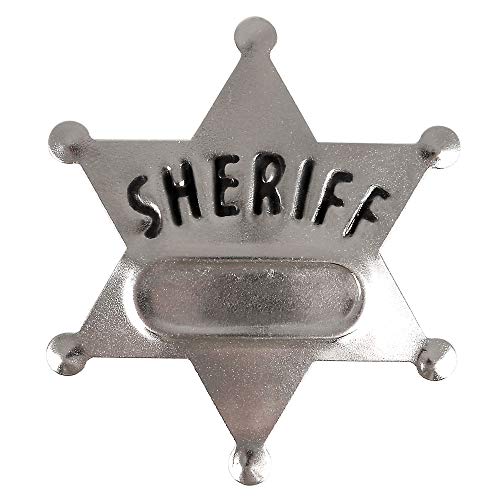 Metal Sheriff Badges - Silver Star Name Badges with Stickers for Personalized Names, Western Cowboy Dress Up Deputy's Badge Toys for Kids Birthday Party Favors, Giveaways & More