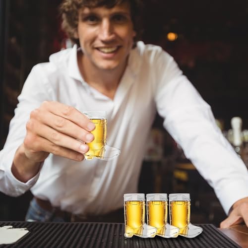 JoyServe Cowboy Boot Shot Glasses - Mini Reusable and Disposable Clear Plastic Shot Glass Cups for Themed Birthday Parties Decorations and Cowboy Bachelorette Party Favors, Holds 1-Oz