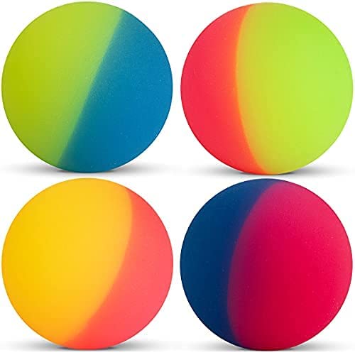 Bedwina Jumbo Bouncy Balls - (Pack of 4) 3 Inch ICY Balls for Kids in Bright Assorted Colors for Birthday Party Favors and Carnival Prizes