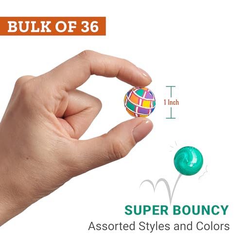 Bouncy Balls in Bulk - (1inch/27mm) Hi Bounce Ball Variety Assortment Mix, Colorful and Small Rubber Bouncing Balls for Kids Game Prizes, Party Favors and Vending Machines