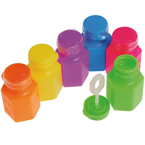 Mini Neon Party Bubbles for Kids - Bulk Wands and Bottles for Blowing Bubbles, Birthday Party Favors, Toy Gift, Outdoor Toys, Carnival Prizes, and Goody Bag Stuffers