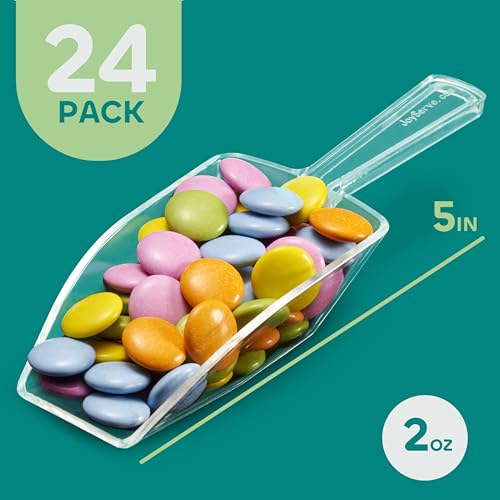 Mini Clear Acrylic Plastic Scoops for Candy - Ice Cream Bar, Jars, Containers, Coffee, Flour, Dessert Toppings, Buffets, Kitchen, Weddings, Parties & Concessions, Candy Buffet, 5.5" Candy Scoops
