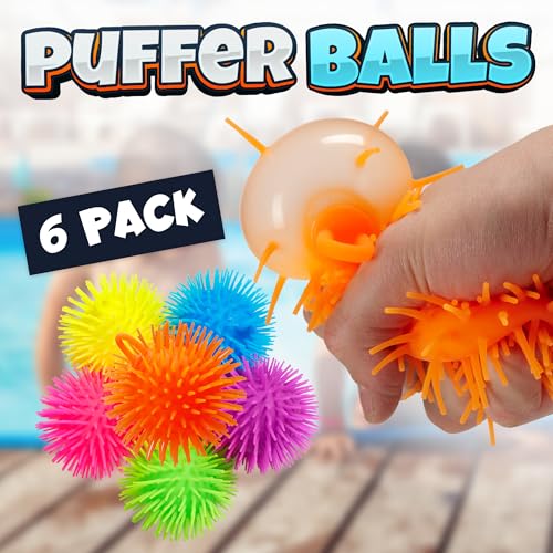 Puffer Balls - Stress Balls Bulk, Neon, Stress Relief Toy for Kids for Goodie Bags and Party Favors in Bulk
