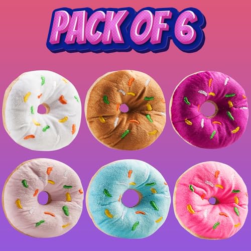 Bedwina Plush Donuts with Sprinkles - (Pack of 12) 1 Dozen Stuffed Donut Pillow Toy Party Favors, Donut Party Supplies Decorations and Stocking Stuffers for Kids