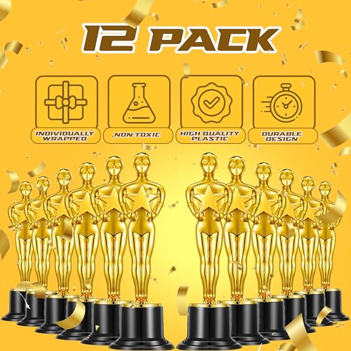 Bedwina 6" Gold Trophy Award Trophies - Bulk Trophies Golden Statues Trophy Award, Party Decorations and for Winners Or Appreciation Gifts Prizes for Adults & Kids