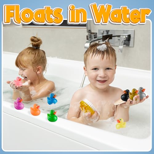 Glitter Rubber Ducks in Bulk - Assorted 2-inch Duck Toys for Baby Shower Rubber Duckies, Mini Ducks Bath Toy, Birthday Party Favors Ducks