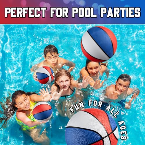 Bedwina Mini Rubber Basketball Balls for Kids - (Pack of 3) 7 Inch, Size 3 - Pool Basketball Hoop Set, Outdoor & Indoor Small Hoops Carnivals, Game Prizes