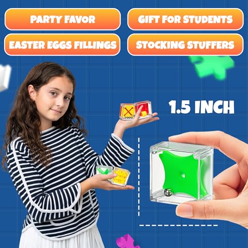 Bedwina Mini Cube Puzzle Box Set - Balance IQ Party Favor Games for Kids, Teens, Adults, 1.5 Inch Mini Games for Kids 3D Brain Teaser Maze