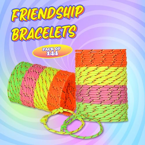 Bedwina 36-Pcs Friendship Bracelets For Kids - Neon Adjustable Woven Rope Friendship Bracelets Bulk for Girls and Boys - Classroom Prizes for Kids Birthday Party Favors & Goodie Bag Stuffers