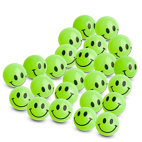 Bulk Bouncy Balls Glow in The Dark - (1inch / 27mm) Diameter, High Bouncing, Small Rubber Smile Face Bouncing Balls for Kids, Vending Machines, Game Prize Toys, Party Favor, Gift Bag Filler