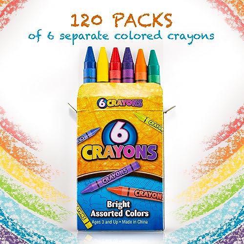 Bedwina Bulk Crayons - Packs of 6 Colors - Crayons Bulk School Supplies For Kids & Toddler, Teachers & Classroom, Nontoxic Travel Crayons Party Favors, Restaurants, Goody Bags Stocking Stuffers