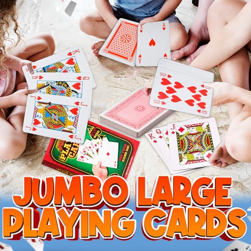 Jumbo Large Playing Cards - Big 5 x 7 Inch Giant Deck of Huge Poker Playing Cards for Casino Theme Party Decorations Game Night and Magic Supplies