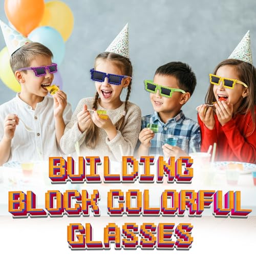 Building Blocks Glasses - Block Mania Building Block Glasses with Extra Bricks for Carnival Supplies