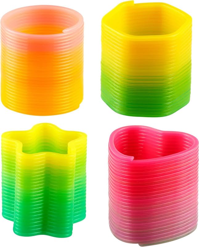 Bedwina Rainbow Spring Toy Assortment - (Pack of 250) Mini Plastic Coil Spring Toy - Bright Colors and Shapes, Goody Bag Filler, Party Prizes and Stocking Stuffers for Kids