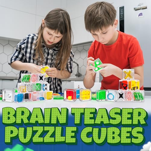 Bedwina Mini Cube Puzzle Box Set - Balance IQ Party Favor Games for Kids, Teens, Adults, 1.5 Inch Mini Games for Kids 3D Brain Teaser Maze