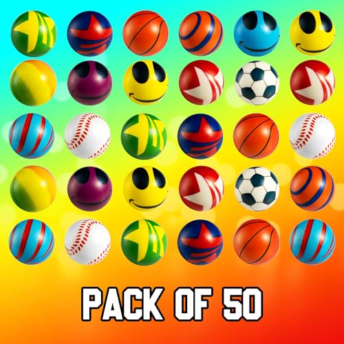 Mini Stress Balls for Kids and Adults - Bulk 2 Inch Assorted Soft Stress Relief Balls, Squishy Balls Sensory Fidget Toys, Party Favors, Birthday Gifts Goodie Bag Stuffers Stocking Stuffers for Kids
