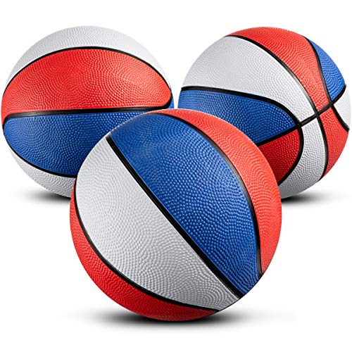 Bedwina Mini Rubber Basketball Balls for Kids - (Pack of 3) 7 Inch, Size 3 - Pool Basketball Hoop Set, Outdoor & Indoor Small Hoops Carnivals, Game Prizes