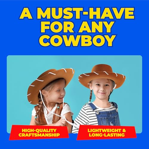 Brown Felt Kids Cowboy Hat - (pack Of 2) Western-themed Children's Cosplay Costume Accessory Prop For Party Favor Supplies, Toddler Cowboy Hat For Playing Dress-up Costume For Young Boys And Girls