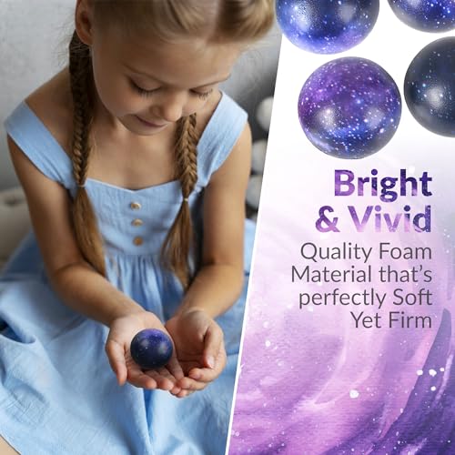 Galaxy Stress Balls for Kids - Bulk Pack - Squeeze Anxiety Fidget Sensory Balls for Children with Outer Space Theme, Toys for Party Favors and Birthday Party Supplies
