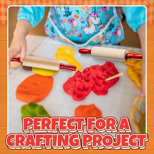 Mini Rolling Pin 7.5 Inch Kids Rolling Pin - (Pack of 6) Set for Play Dough Accessories Small Rolling Pin For Dough - Wood Kids Rolling Pins with Handles for Foods, Accessories