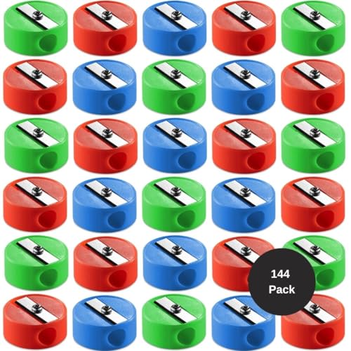 Pencil Sharpeners in Bulk - Pocket Sized Mini Handheld Pencil Sharpener for Kids, Plastic and Colorful for Party Favors, Goodie Bags, Classroom Prizes and School Supplies by Bedwina
