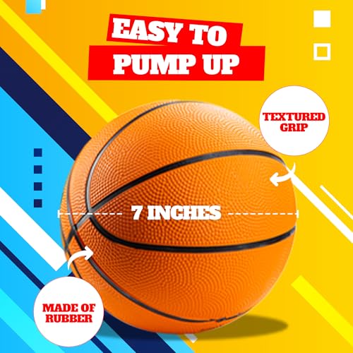 Bedwina Mini Basketball - 7 Inch, Size 3 - Mini Hoop Outdoor & Indoor Set, Perfect for Pool Parties & Kids Arcade Games