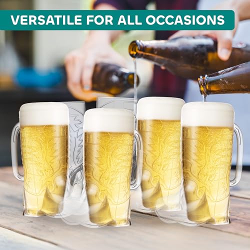 JoyServe Cowboy Boot Cups - 17oz Cowboy and Cowgirl Drink Mugs, Reusable BPA-Free Plastic Mug with Handle for Western Themed Rodeo Birthday Party Decorations and Supplies