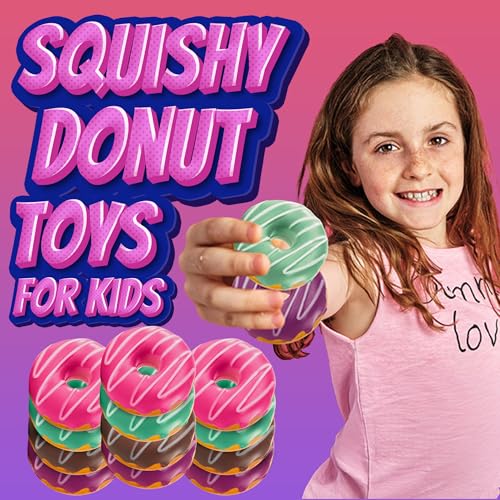 Donut Squishies Party Supplies - 3 Inch Slow Rising Squishy Fake Donuts Squishy Toys Donuts for Kids, Squeeze Ball and Stress Relief, Donut Party Decorations and Birthday Party Favor