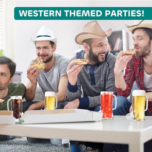 JoyServe Cowboy Boot Cups - 17oz Cowboy and Cowgirl Drink Mugs, Reusable BPA-Free Plastic Mug with Handle for Western Themed Rodeo Birthday Party Decorations and Supplies