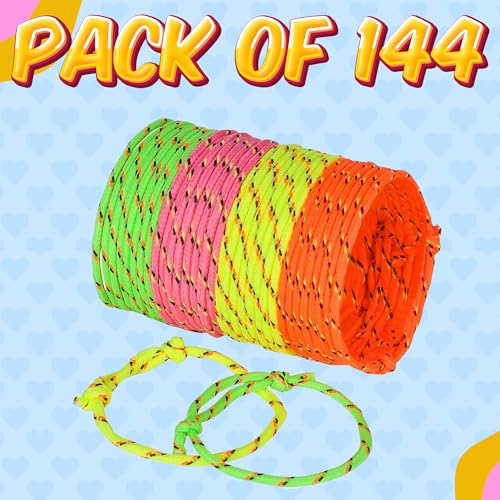 Bedwina 36-Pcs Friendship Bracelets For Kids - Neon Adjustable Woven Rope Friendship Bracelets Bulk for Girls and Boys - Classroom Prizes for Kids Birthday Party Favors & Goodie Bag Stuffers