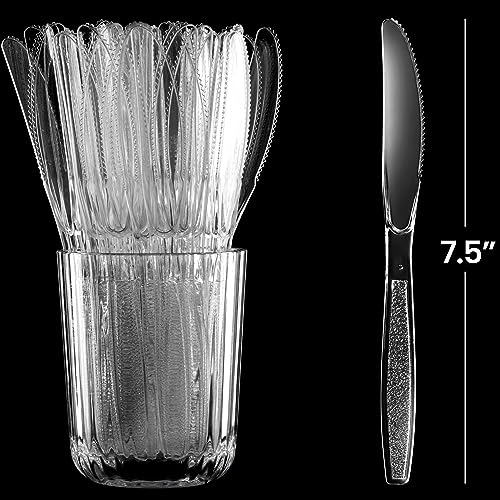 Clear Plastic Cutlery Set - Disposable Plastic Utensils Heavy Duty, Silverware Sets for Party Supplies, Dinners, Take-Out, Catering, Food Services