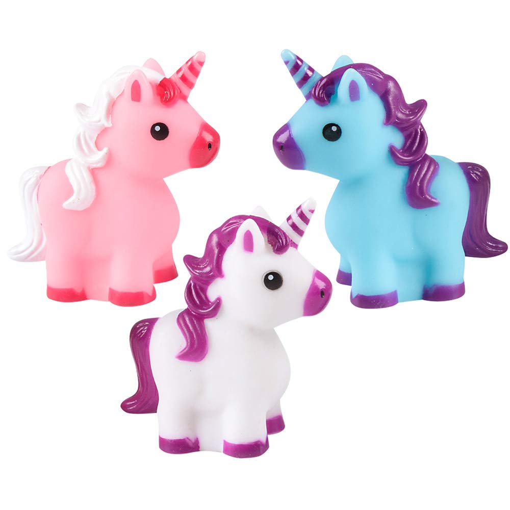 Mini Unicorn Toy Figures - (Pack of 12) Squirt Bath Tub Toy for Kids, Squeezable and Squirtable Figurine Party Favor Supplies, Goodie Bag Fillers and Stocking Stuffers