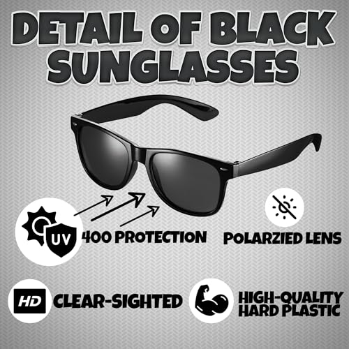 Black Sunglasses Bulk - Premium Retro Party Sunglasses for Birthdays, Weddings, Bachelorette, Bachelor, Photo Booth Prop